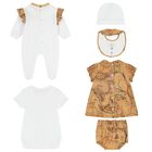 Baby Girls White & Beige Geo Map Gift Set, 2, hi-res