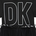 Girls Black Logo Jersey & Mesh Dress, 1, hi-res