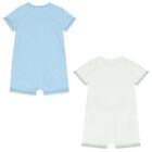 Baby Boys White & Blue Rompers ( 2-Pack ), 1, hi-res
