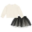 Younger Girls Ivory & Black Logo Skirt Set, 1, hi-res
