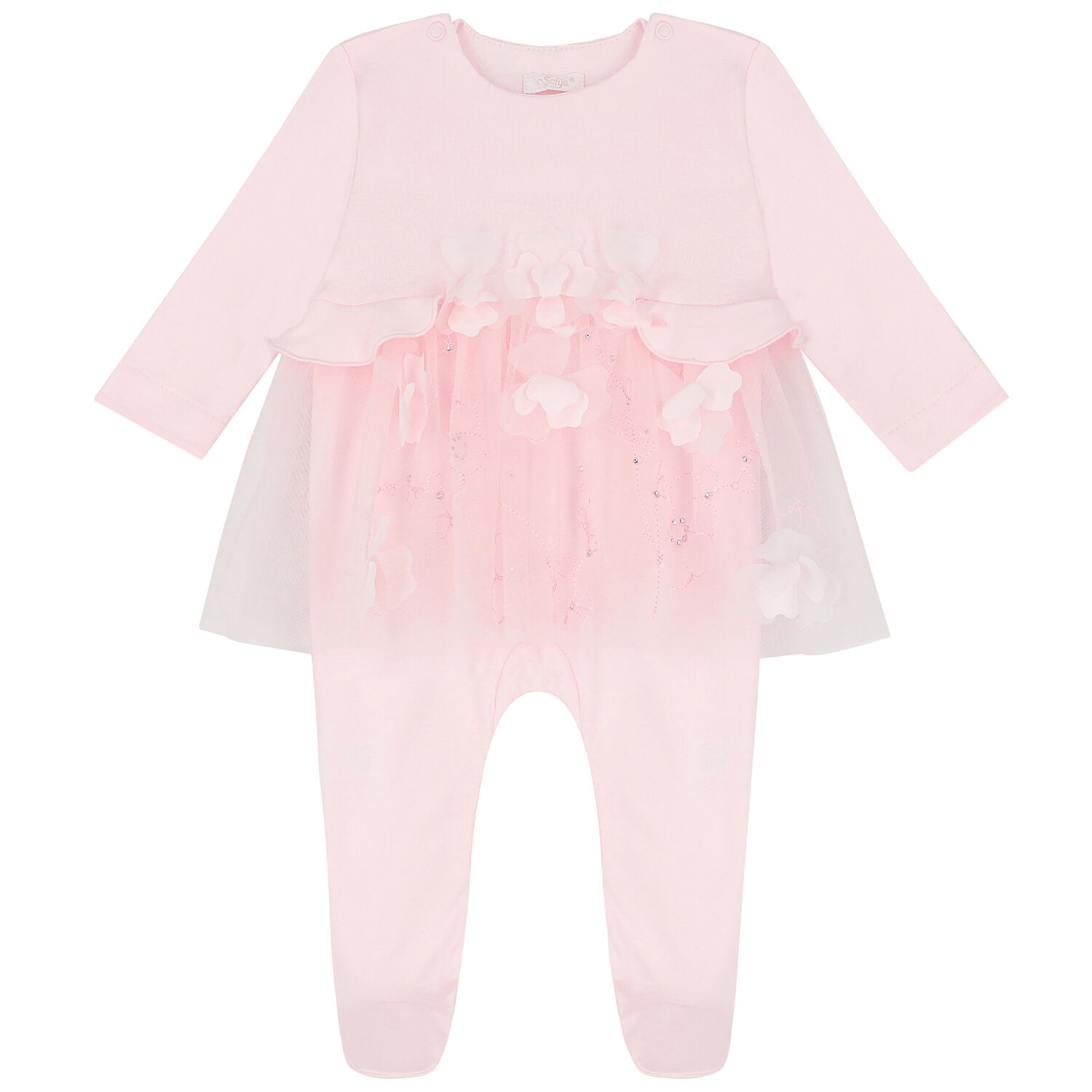 Baby Girls Pink Floral Babygrow, 1, hi-res