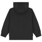 Black Logo Hooded Zip Up Top, 1, hi-res