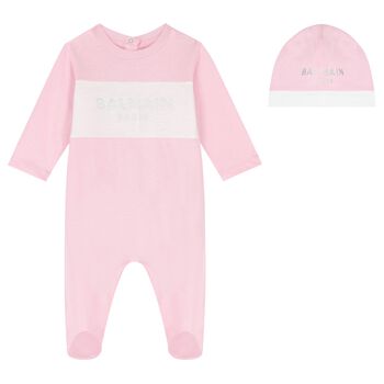 Baby Girls White & Pink Logo Babygrow Gift Set