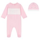 Baby Girls White & Pink Logo Babygrow Gift Set, 2, hi-res