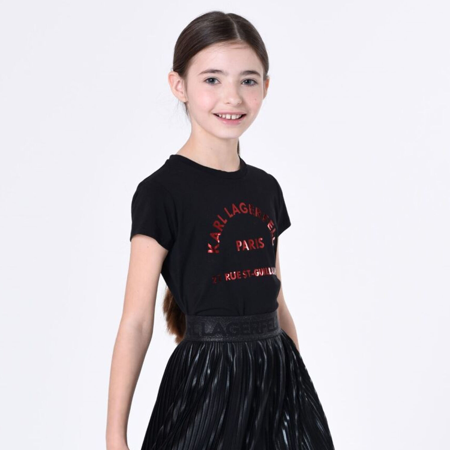 Girls Black Logo T-Shirt, 1, hi-res image number null