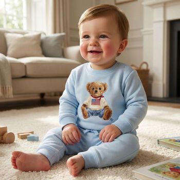 Baby Boys Blue Polo Bear Tracksuit
