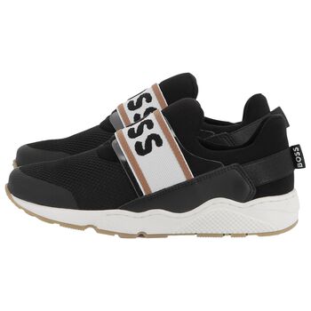 Boys Black Logo Trainers