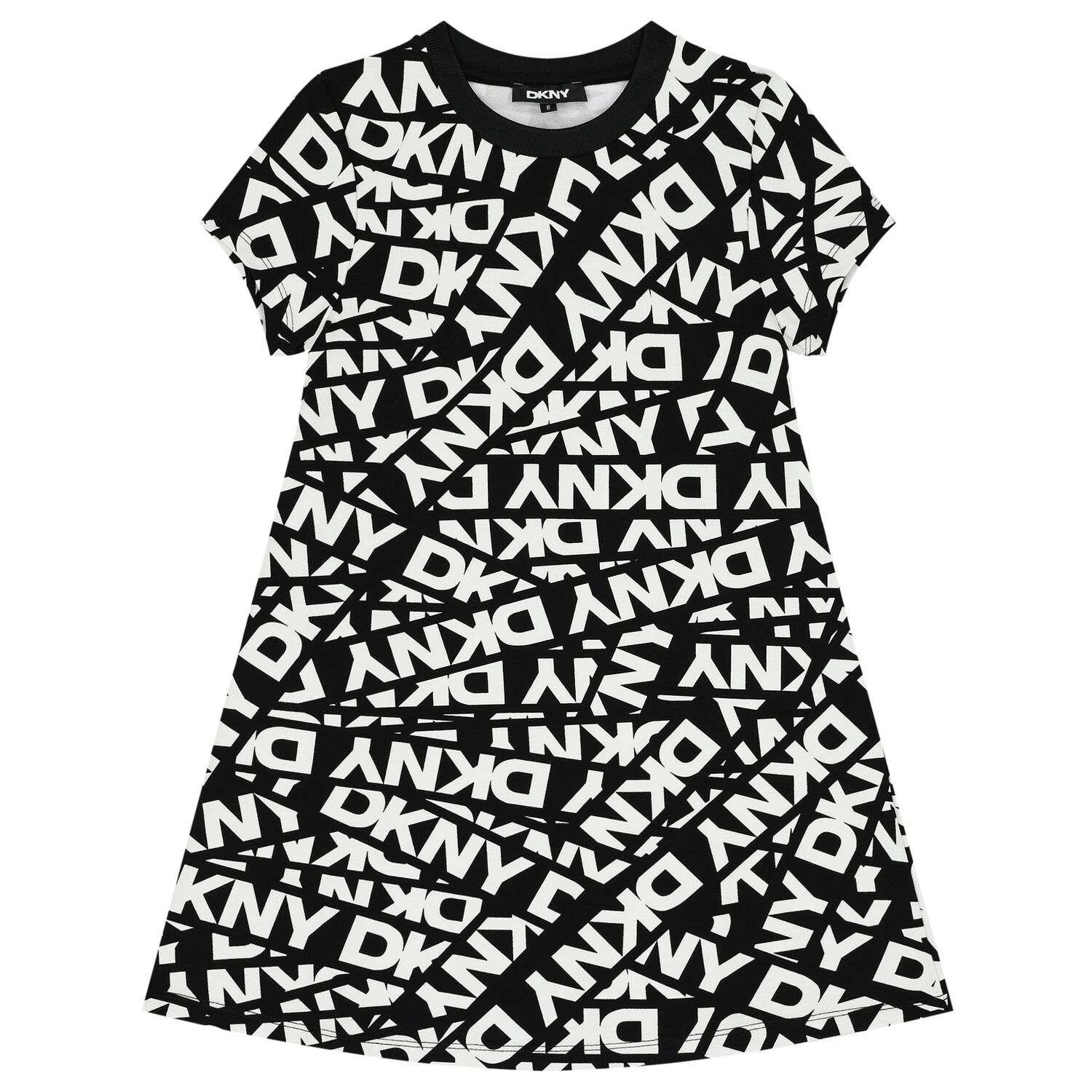 Girls Black & White Logo Dress, 1, hi-res