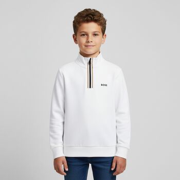 Boys White Logo Sweatshirt
