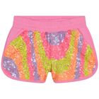 Girls Pink Sequin Shorts, 1, hi-res
