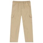 Boys Beige Logo Trousers, 1, hi-res
