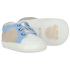 Baby Boys Blue, Beige & White Pre Walker Shoes, 1, hi-res