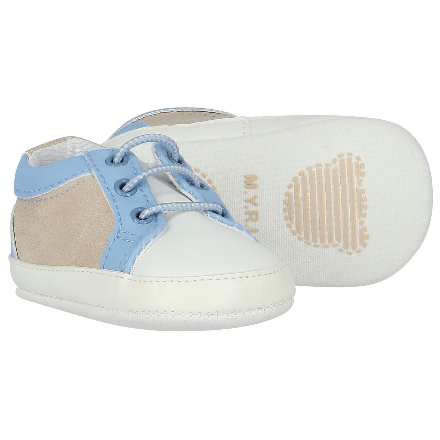 Baby Boys Blue, Beige & White Pre Walker Shoes, 1, hi-res image number null
