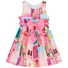 Girls Pink Bow Dress, 1, hi-res
