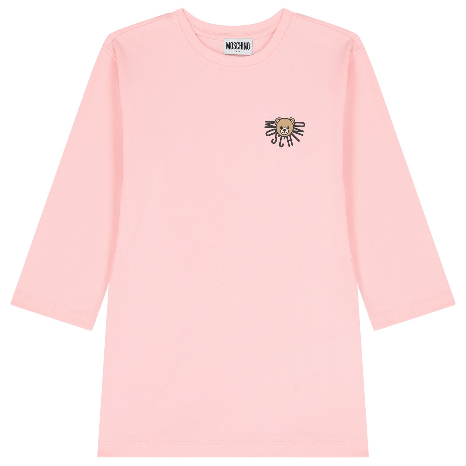 Girls Pink Teddy Bear Logo Dress, 2, hi-res