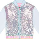 Girls Blue & Pink Sequin Zip Up Top, 1, hi-res