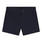 Baby Boys Blue & Navy Blue Logo Short Set, 2, hi-res