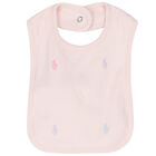 Baby Girls Pink Logo Bib, 1, hi-res