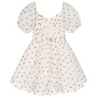 Girls White Floral Tulle Dress, 1, hi-res