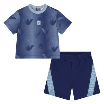 Younger Boys Blue Logo Shorts Set