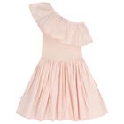 Girls Pink Ruffled Dress, 5, hi-res