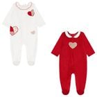 Baby Girls White & Red Babygrows ( 2-Pack ), 2, hi-res