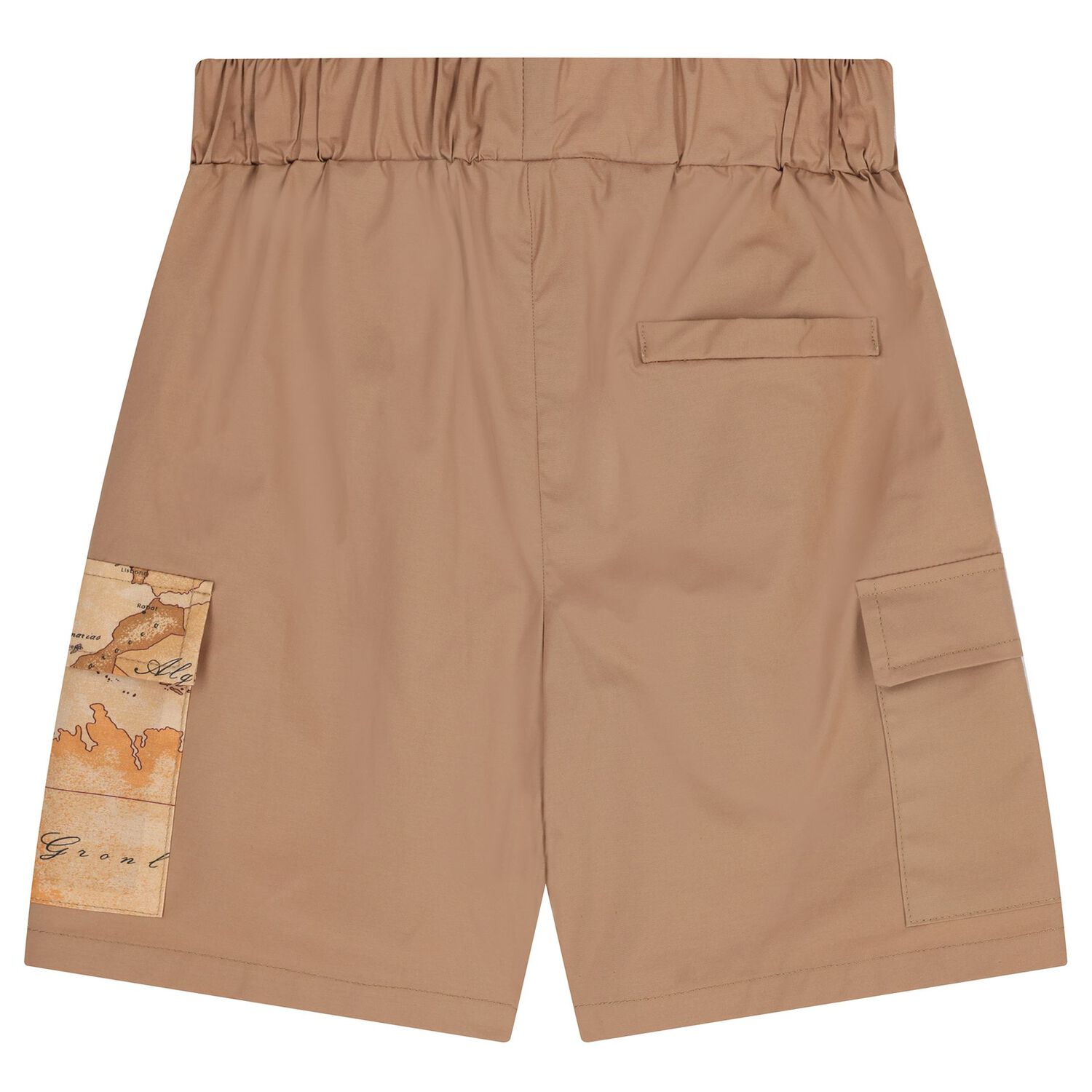 Boys Beige Geo Map Logo Shorts Set, 1, hi-res