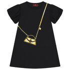 Girls Black Bag Logo Dress, 1, hi-res