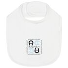 Baby Boys White Logo Baby Bib, 3, hi-res