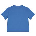 Girls Blue Embellished Logo T-Shirt, 2, hi-res