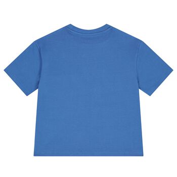 Girls Blue Embellished Logo T-Shirt