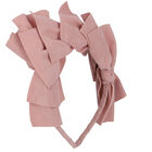Girls Pink Bow Velvet Headband, 1, hi-res
