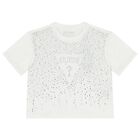 Girls White Embellished Logo T-Shirt, 1, hi-res