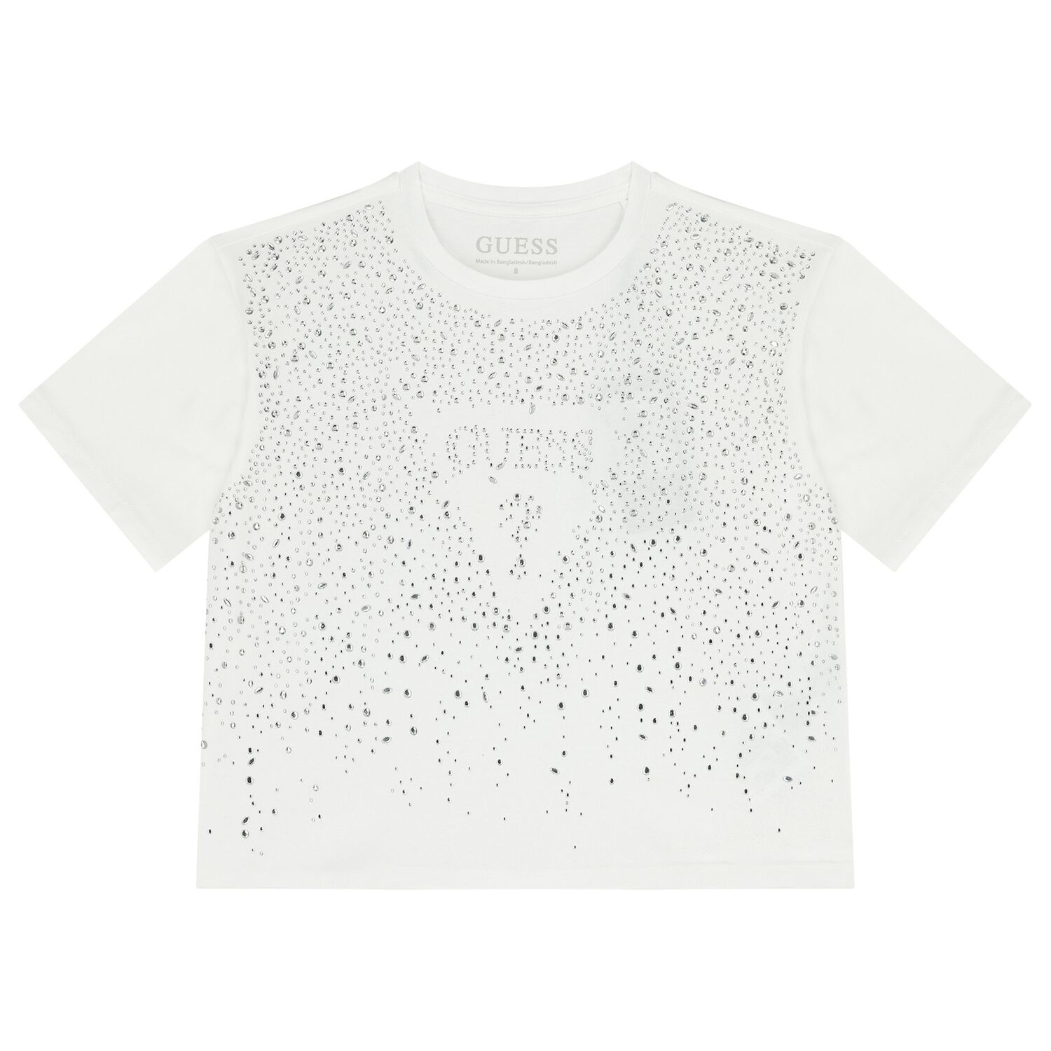 Girls White Embellished Logo T-Shirt, 1, hi-res