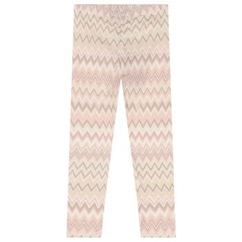 Girls Pink Logo Zig Zag Leggings