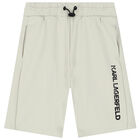 Boys Beige Logo Shorts, 1, hi-res