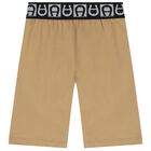 Younger Boys Beige Logo Bermuda Shorts, 2, hi-res