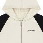 Boys Ivory & Black Logo Hooded Zip Up Top, 1, hi-res