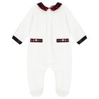 Baby Boys White Tartan Babygrow, 1, hi-res