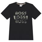 Boys Black Logo T-Shirt, 1, hi-res