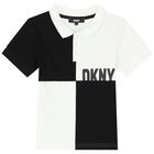 Boys Black & White Logo Polo Shirt, 1, hi-res