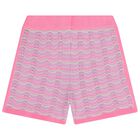 Girls Pink & Purple Crochet Knit Shorts, 1, hi-res