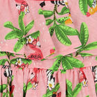 Younger Girls Pink & Green Flamingo Dress, 1, hi-res