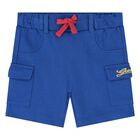 Younger Boys Blue Logo Striped Shorts Set, 1, hi-res