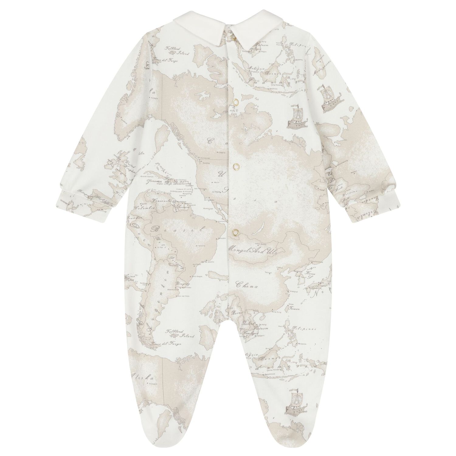Ivory & Beige Geo Map Babygrow Gift Set, 3, hi-res