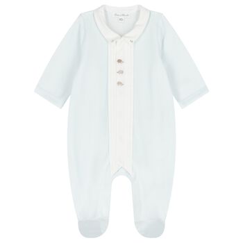 Boys Pale Blue Velour Hedgehog Babygrow