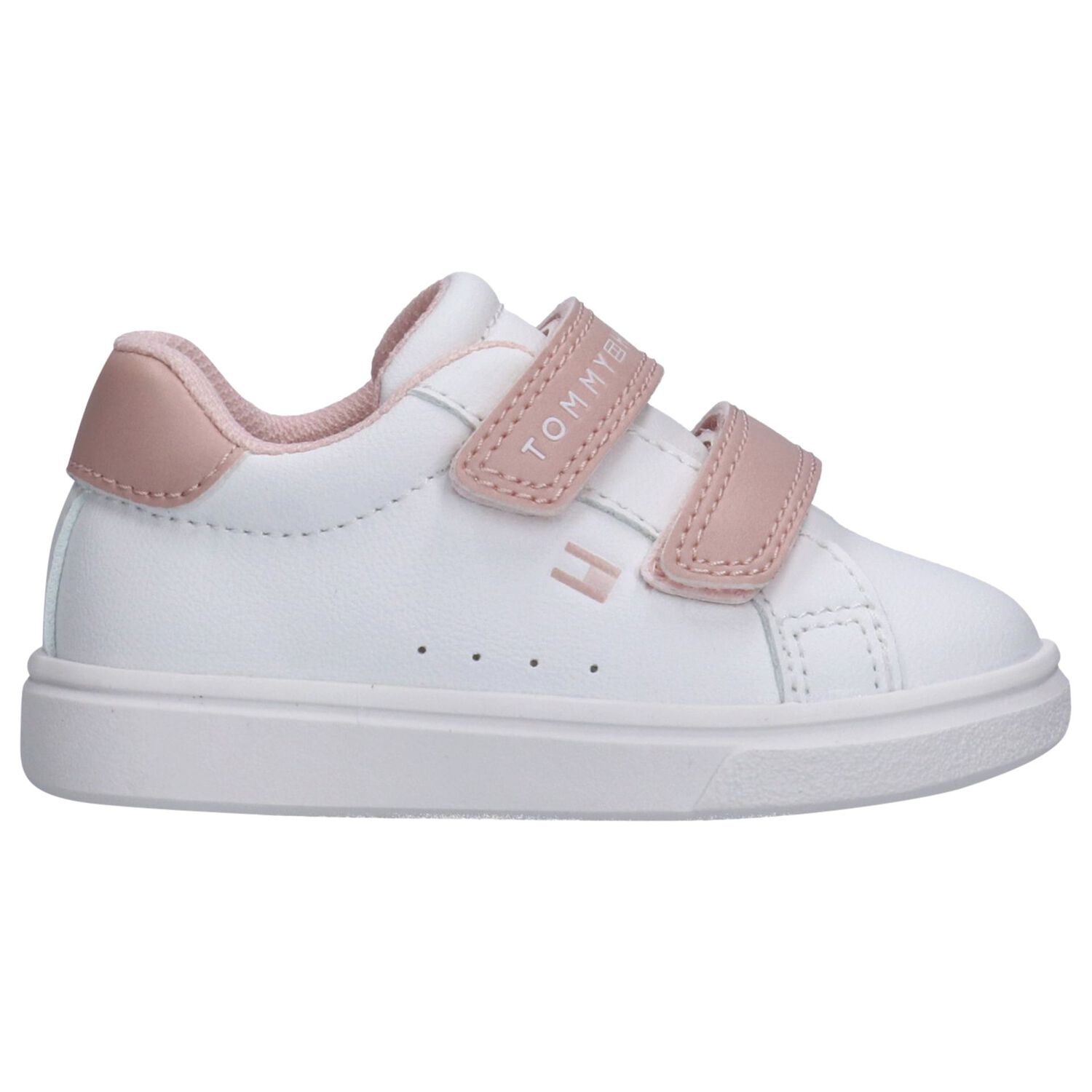 Girls White & Pink Logo Trainers, 1, hi-res