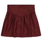 Girls Burgundy & Gold Tweed Frankie Skirt, 1, hi-res