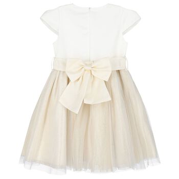 Girls Ivory & Gold Tulle Dress