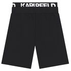 Boys Black Logo Shorts, 1, hi-res